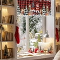 thumbnail image 3 of Christmas Gnome Valances for Windows, 54 x 18in, Squirrel Cat Xmas Tree Snowflake Red Plaid Rod Pocket Kitchen Valance Curtain Light Filtering Window Treatments for Living Room Bedroom, 1 Panel, 3 of 7
