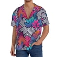 thumbnail image 3 of Wukai Tropical Leaves Men's Casual Short-Sleeve Button Down Shirt - Lightweight Summer Dress Shirt for Daily Wear-Large, 3 of 7