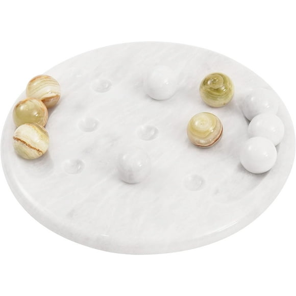 Radicaln Tic-Tac-Toe 10 Pouces Blanc et Vert Fait à la Main en Marbre Jeu de Stratégie et Jeux de Société Familiaux pour Adultes