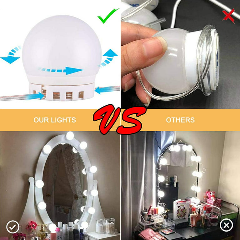 Make Up Mirror Vanity Light Hollywood Style10 Dimmable Bulb Adjustable  Color Brightness Light Stick On For Makeup Table Dressing