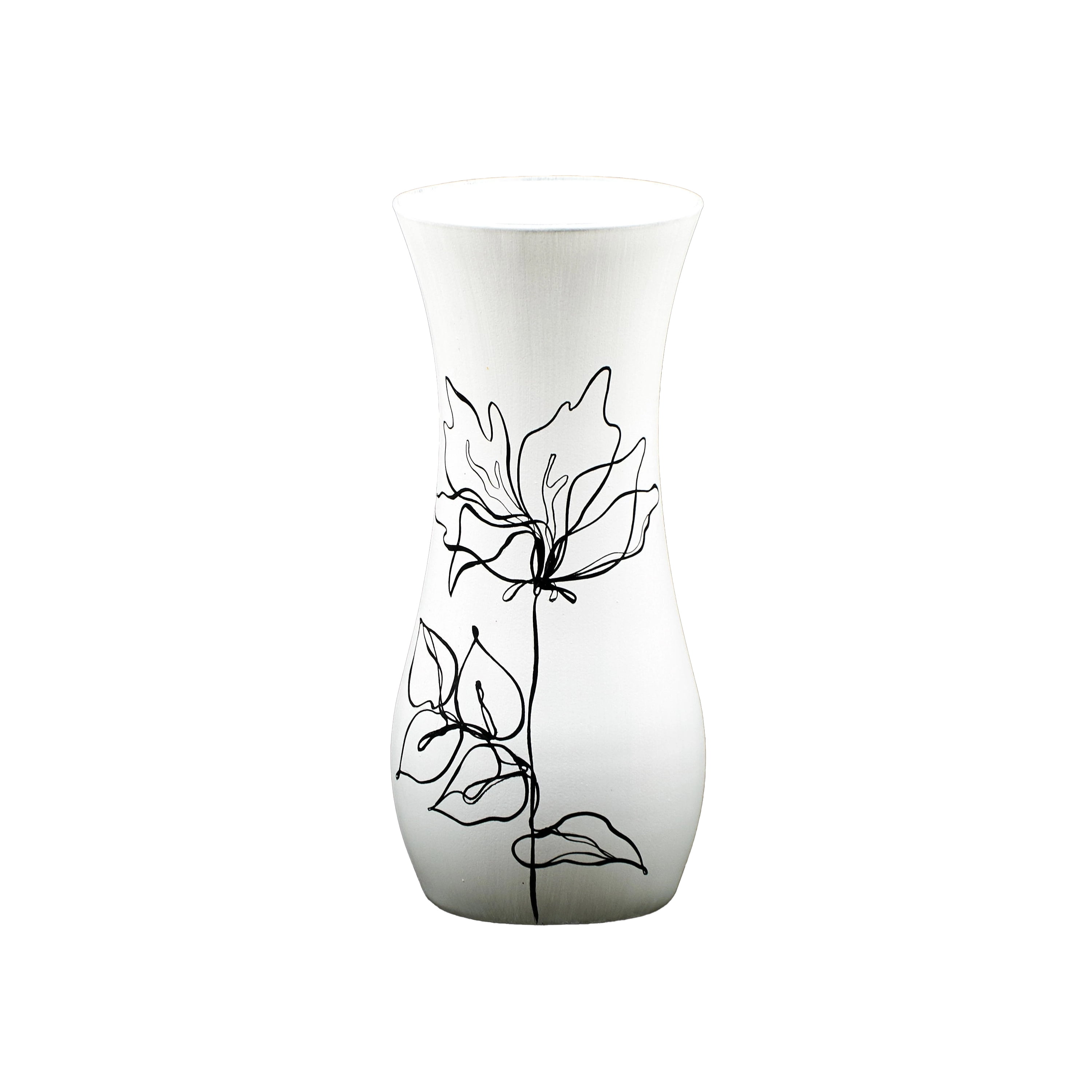 Black and white glass vase for flowers handpainted art round bubble zebra interior design home room table decor 6 inch