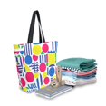 thumbnail image 2 of FORMRS Womens Canvas Tote Bag with Zipper Inner Pocket Shoulder Handbag, Red Retro Shapes, 2 of 7