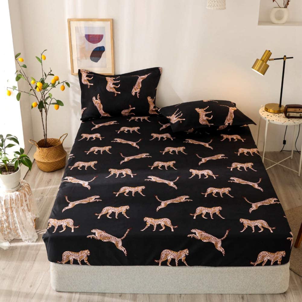 Details about   New Brown Leopard 100% Cotton Bedding Set Large Bed Sheet Quilt Cover Pillowcase 