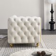 thumbnail image 2 of 66.9"W Modern Velvet Chaise Lounge with Tufted Back and 2 Toss Pillows, Luxury Upholstered Chaise Sofa for Living Room, Bedroom, or Apartment, Comfortable and Stylish Seating (Beige), 2 of 10