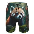 thumbnail image 3 of Logiee Forest Plant Raccoon Print Mens Swim Trunks Quick Dry Board Shorts,Breathable Hawaii Beach Shorts Swimwear Bathing Suits-Small, 3 of 6
