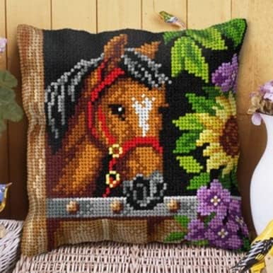 Latch hook kits for adults pillow,latch hook pillow kits,Creative Craft Home Decor Ideal for Learning Rug Making 43 × 43cm / 16.9 * 16.9 inches