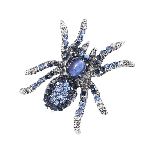 Yammee Sparkling Crystal Spiders Pin Jewelry Statement Rhinestones Encrusted Spiders Brooch Ornament Trendy Lapel Pin Accessory
