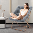 thumbnail image 4 of MoNiBloom Folding Saucer Chair Set of 2, Oversized Faux Fur Lounge Reading Seat with Thick Padded Metal Frame, for Bedroom Living Room, Gray, 4 of 9