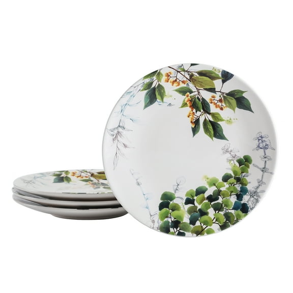 Bico Fern & Grass 11 inch Dinner Plates, Set of 4, for Pasta, Salad, Maincourse, Microwave & Dishwasher Safe