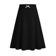 thumbnail image 3 of BRGZLK Kids Girls A Line Skirt Solid Color High Waist Bow Casual Comfortable Elastic Waist Skirt Knee Length Athletic Skirts Black 5-6 Years, 3 of 7
