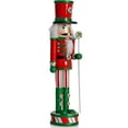 thumbnail image 5 of Ornativity Wooden Peppermint Christmas Nutcracker - Red, White and Green Glitter Candy Themed Holiday Nut Cracker Doll Figure Toy Soldier Decorations, 5 of 8