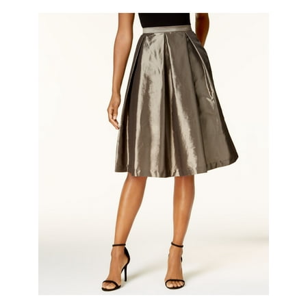ALEX EVENINGS Womens Brown Pleated Metallic Below The Knee A-Line Cocktail Skirt Size: S