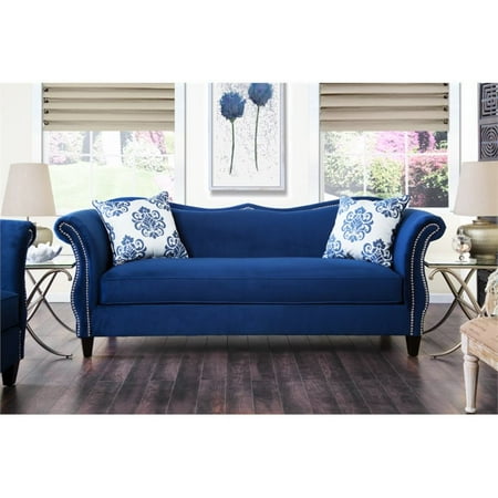 Furniture Of America Chur Velvet Sofa In Royal Blue Furniture Of America Chur Velvet Sofa In Royal Blue