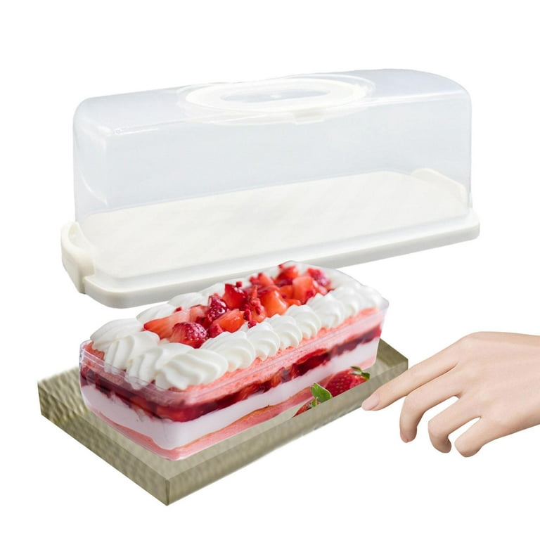 LOVIVER Cake Keeper Pie Cake Carrier with Lid Portable Cake Container  Muffin Tart Cookie Dessert Keeper for Fruits Cookies Vegetables White  rectangle 