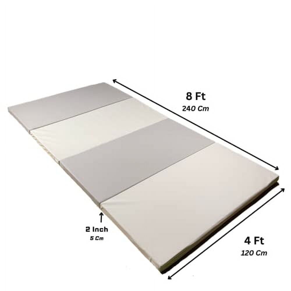 FitMats 4-Fold 4'x8'x2" Exercise Mat - Thick Comfortable Foam, Easy to Store & Carry - Ideal for Yoga, Pilates, Stretching, & Home Fitness Workouts