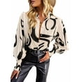 thumbnail image 4 of ZAXARRA Women Button up Shirt Contrast Color Loose Casual Long Sleeve Blouse Work Tops for Streetwear, 4 of 7