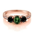 thumbnail image 2 of Gem Stone King 2.02 Ct Emerald Envy Mystic Topaz Black Diamond 18K Rose Gold Plated Silver Moissanite Ring (Size 5), 2 of 4