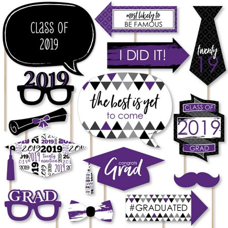 Purple Grad - Best is Yet to Come - Purple 2019 Graduation Party Photo Booth Props Kit - 20