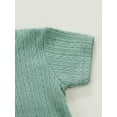 thumbnail image 6 of Chollius Newborn Baby Boy Girl Casual Outfit Solid Color Ribbed Short Sleeve Tops High Waist Tie-up Shorts, 6 of 8