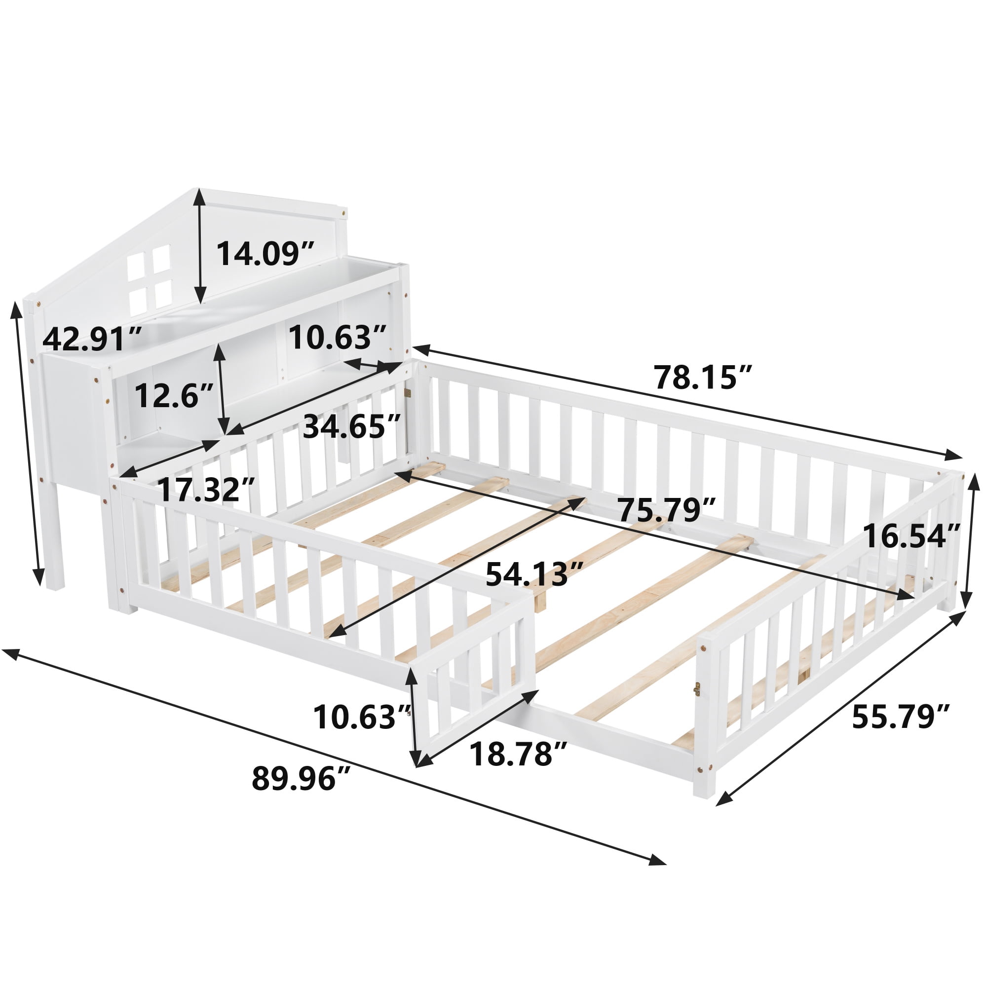 Jopath Headboard for Full Size Bed with Storage Shelf,Head Board Floor Bed,Sturdy and Stable,Easy Assembly,White