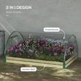 thumbnail image 3 of Outsunny 4' x 3' x 2' Raised Garden Bed with Greenhouse, Wooden Planter Box with PVC Plant Cover, Roll Up Windows for Vegetables, Flowers, Natural, 3 of 9