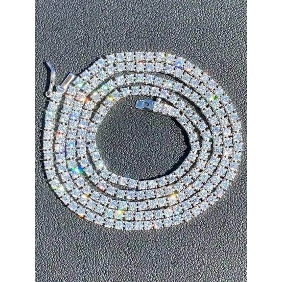 18" In 3MM 00Ct Round Simulated Diamond Tennis Necklace Chain 14K White Gold Plated