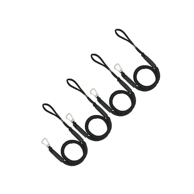Bungee Dock Line Boat Rope for PWC Ropes Strong Stretch Mooring for Pontoon Fishing Boat Kayak Canoe Accs Black 4pcs