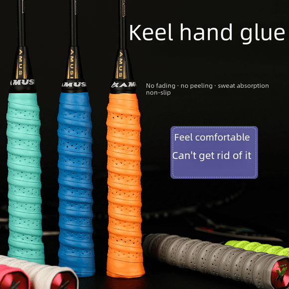 Cinturón de bádminton antideslizante y engrosado con pegamento para quilla que absorbe el sudor y está cubierto con una película perforada en el mango de la raqueta de tenis Cinturón de cuero para