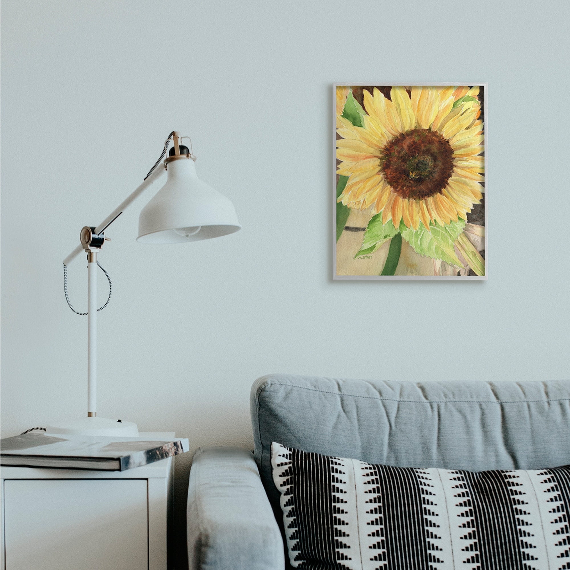 Stupell Industries Summer Sunflower with Yellow Honey Bee Detail Grey Framed, 11 x 14, Design by Melissa Hyatt LLC