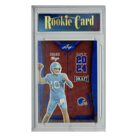 Certified Mint Drake Maye 2023 Leaf Football #79 Blue SP Class of 2027 Rookie Card Patriots