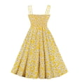 thumbnail image 3 of WXLWZYWL Summer Dress Women'S Sleeveless Sling V Neck Printing High Waist Retro Dress Yellow, 3 of 3