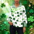thumbnail image 6 of St. Patrick's Day Hoodie for Women Classic Plaid Pattern Ribbed Collared Button Placket Long Sleeve Loose Fit Festive Holiday Graphic Top, 6 of 6