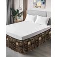 thumbnail image 4 of Farmhouse Wooden Wrap Around Bed Skirts for Queen Bed 16" Drop,Bed Skirt with Adjustable Elastic Belt Dust Ruffle Bed Valance for Bedroom Hotel Old Vintage Antique Time Cottage Scene Bed Frame Cover, 4 of 7