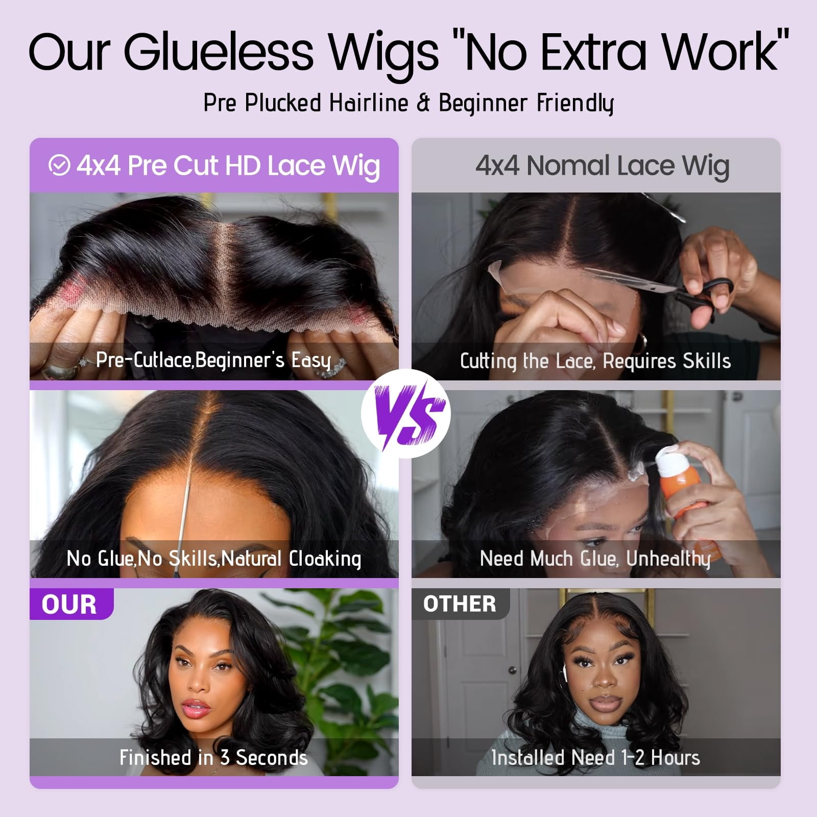 4x4 Lace Front Wigs Human Hair Straight Bob  Human Hair Wigs Natural Black Color Brazilian Virgin Real Human Hair Wigs Extensions