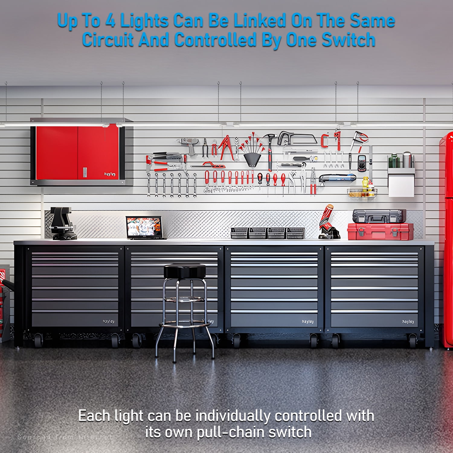 10 Pack LED Shop Light for Garage 4ft, Linkable, 5000K Daylight, 40W, Surface Mount & Suspended Mount