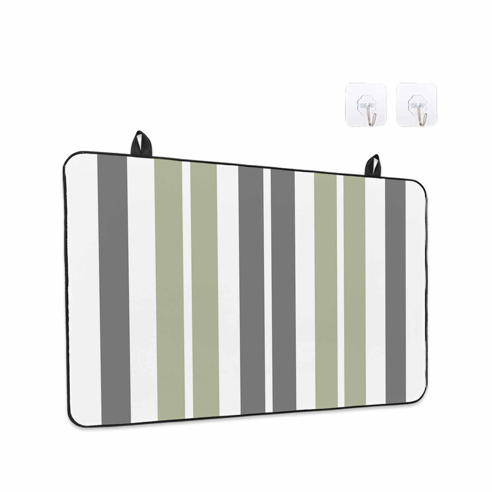 Sage Green Grey Striped Stove Top Cover for Electric Stove, Heat-proof & Non Slip Glass Top Stove Cover Protector, Gray Modern Abstract Art Kitchen Flat Cooktop Rubber Mat 24x21 Inches