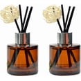 thumbnail image 1 of 2Pcs 50Ml/1.7oz Empty Amber Round Glass Diffuser Bottles with Silver Cap Refillable Essential Oil Jars Containers Fragrance Accessories Use for DIY Replacement Reed Diffuser Sticks Sets Crafts Decor, 1 of 8