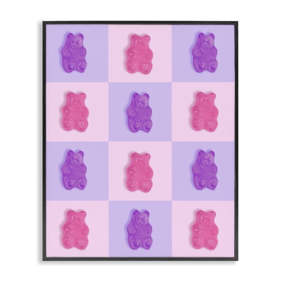 Stupell Industries Contemporary Pink & Lilac Candy Bears Black Framed Giclee Art, 11 x 14, by LISH Creative