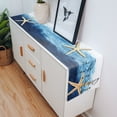 thumbnail image 5 of Table Runner Dresser Scarves 36 Inch Long, Summer Starfish Beach Happy Place Linen Dining Table Runners Gradient Blue White Wooden Plank Tabletop Scarf for Wedding Holiday Party Kitchen, 5 of 7