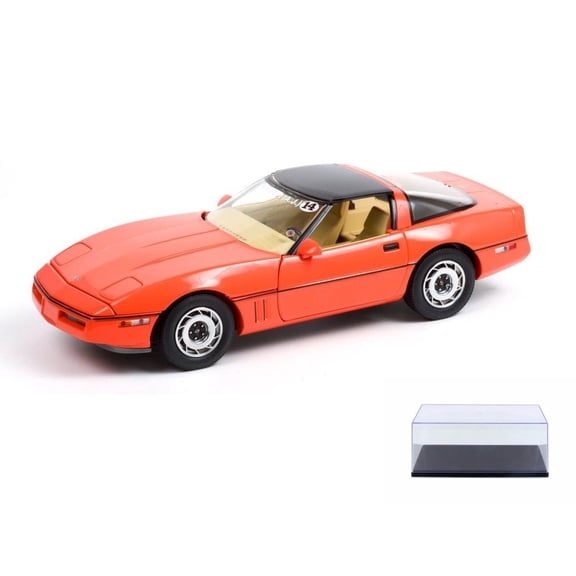 Diecast Car w/Display Case - 1984 Chevy Corvette C4, Hugger Orange - Greenlight 13595 - 1/18 scale Diecast Model Toy Car