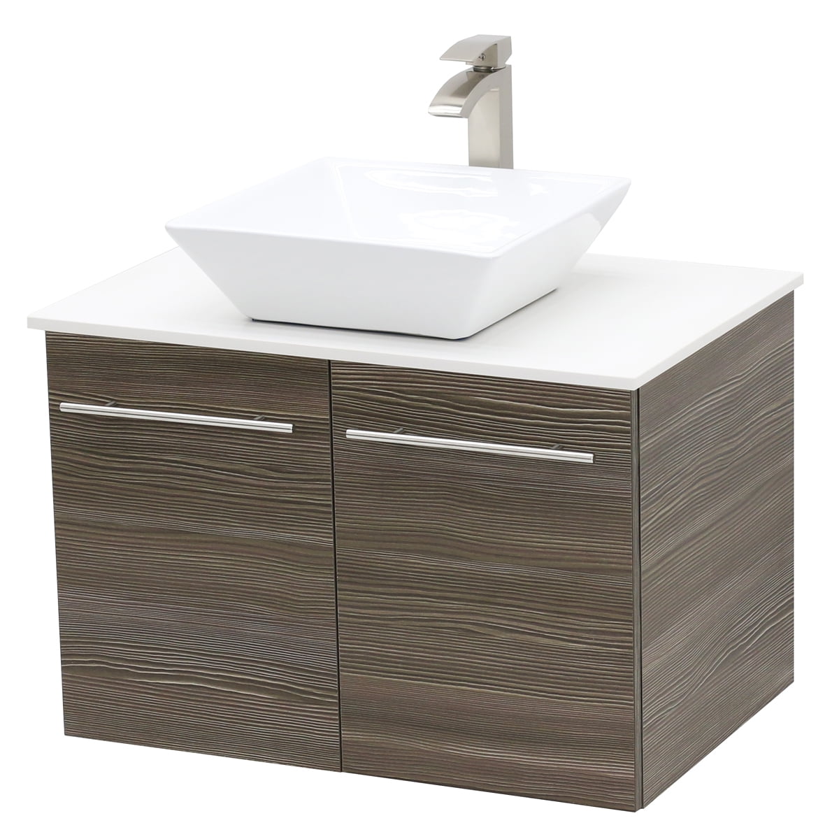 WindBay Wall Mount Floating Bathroom Vanity Sink Set. Taupe Vanity