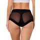 thumbnail image 3 of INSPIRAR CHIC Ropa interior de mujer de talla grande con corte láser, malla suave, cintura alta, color negro, elástica, 3 of 6