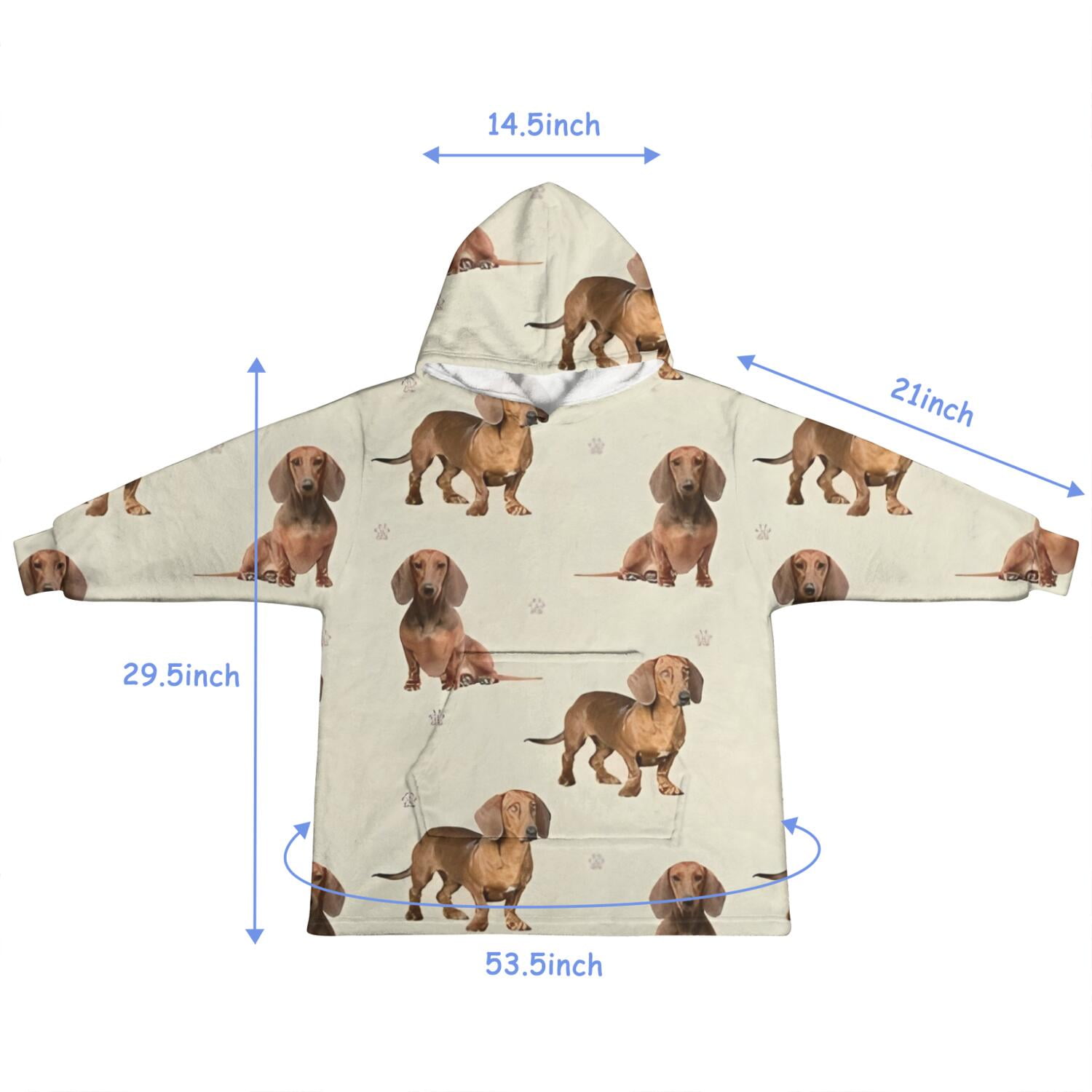 Dachshund Footprint Blanket Hoodies for Kids 6-13YR Oversize Wearable Blanket Hoodies for Boys Girls Teens