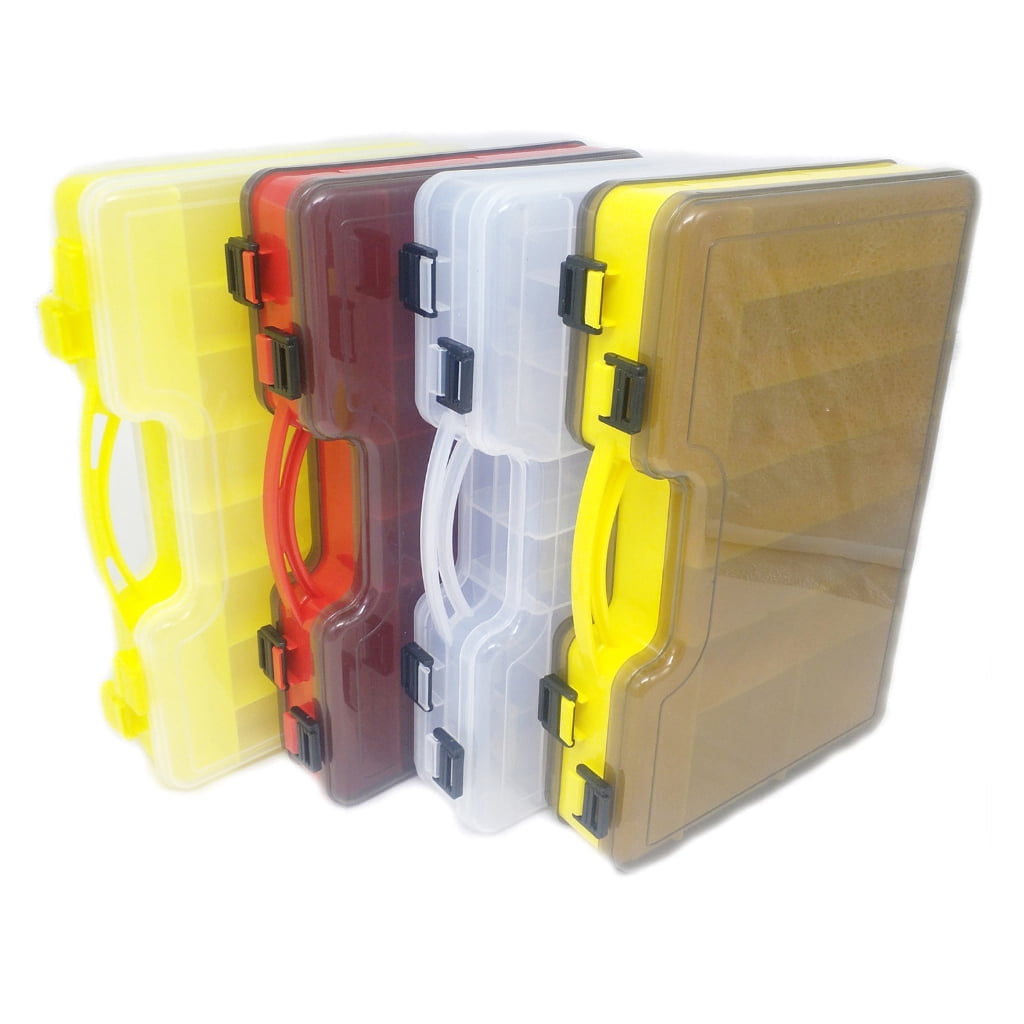 ANXPTIME Plastic Tackle Box Fishing Lures Case Double Sided Fishing Baits Box with Removable Dividers Accessory Storage Case