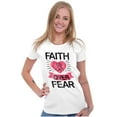 thumbnail image 4 of Faith Over Fear Breast Cancer Ribbon Womens Slim Fit Graphic Tee Brisco Brands S, 4 of 5