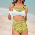 thumbnail image 2 of Trajes de Baño de Bikini de Mujer Conjunto de Cintura Alta de Vendaje de Impresión Sexy con Almohadillas de Pecho, Conjunto de Bikini de Mujer Conservador Y sin Mangas, 2 of 9
