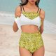 thumbnail image 2 of Trajes de Baño de Bikini de Mujer Conjunto de Cintura Alta de Vendaje de Impresión Sexy con Almohadillas de Pecho, Conjunto de Bikini de Mujer Conservador Y sin Mangas, 2 of 9