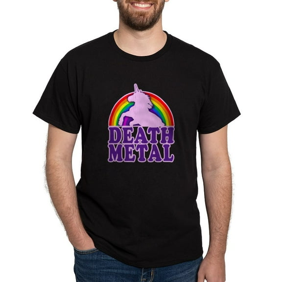 CafePress - Funny Death Metal Rainbow Unicorn (Vintage Distres - Men's Classic Graphic Cotton T-Shirt