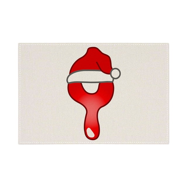 Christmas Table Mat 30 cm x 45 cm Linen Alphabet Placemat with Holiday Letter Design for Dining Table Decoration