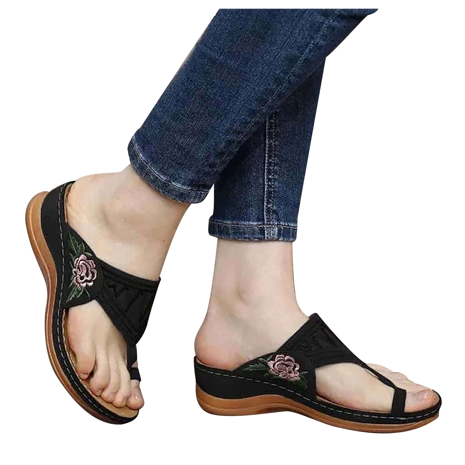 Details about   Womens Ladies Open Toes Flats Heels Slippers Summer Beach Casual Shoes Plus Size
